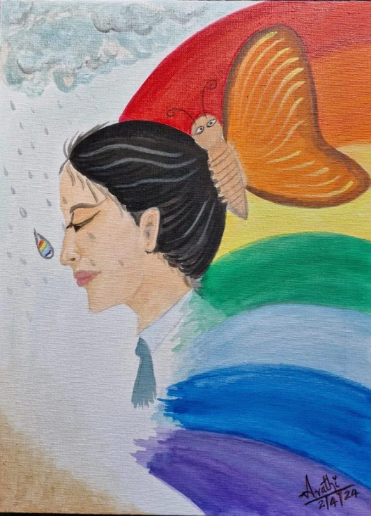 Girl Of Thoughts And Dreams (ART-16739-109893) - Handpainted Art Painting - 12in X 16in