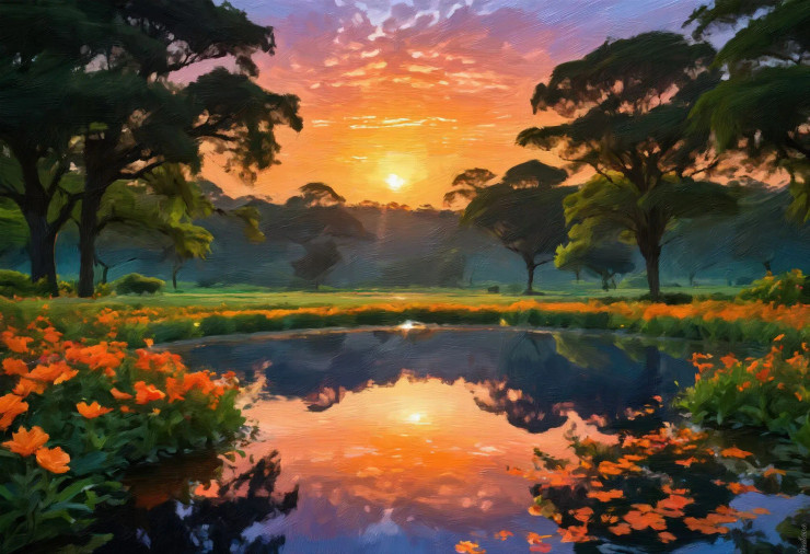 Silent Reflection (PRT-16861-110041) - Canvas Art Print - 36in X 25in