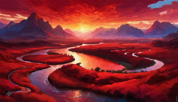 Sunsets Fiery Farewell (PRT-16861-110107) - Canvas Art Print - 42in X 24in