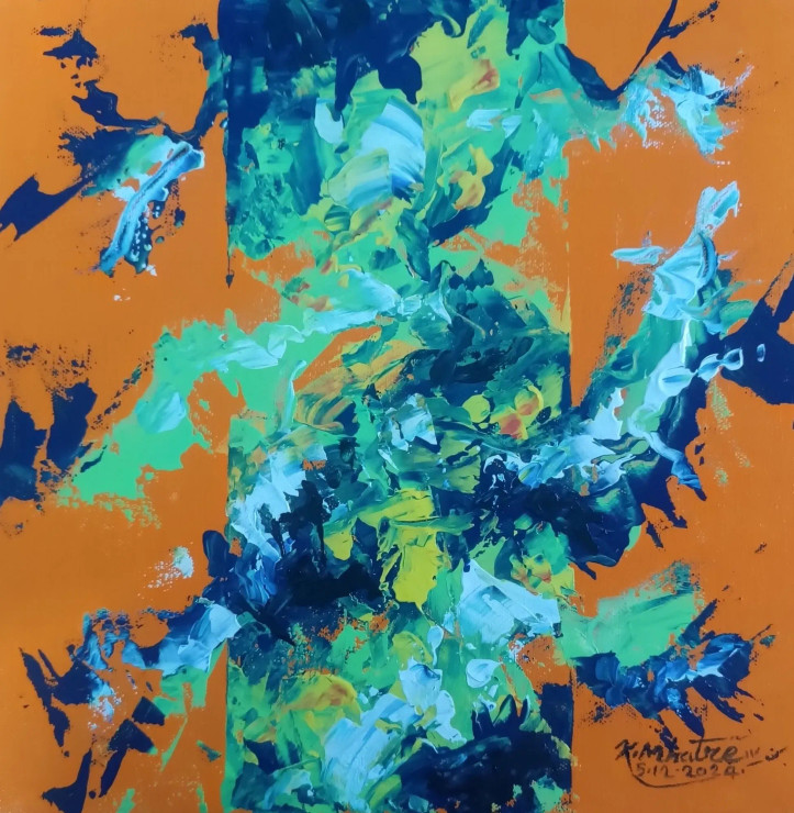 Abstract 44 (ART-1230-110206) - Handpainted Art Painting - 12in X 12in