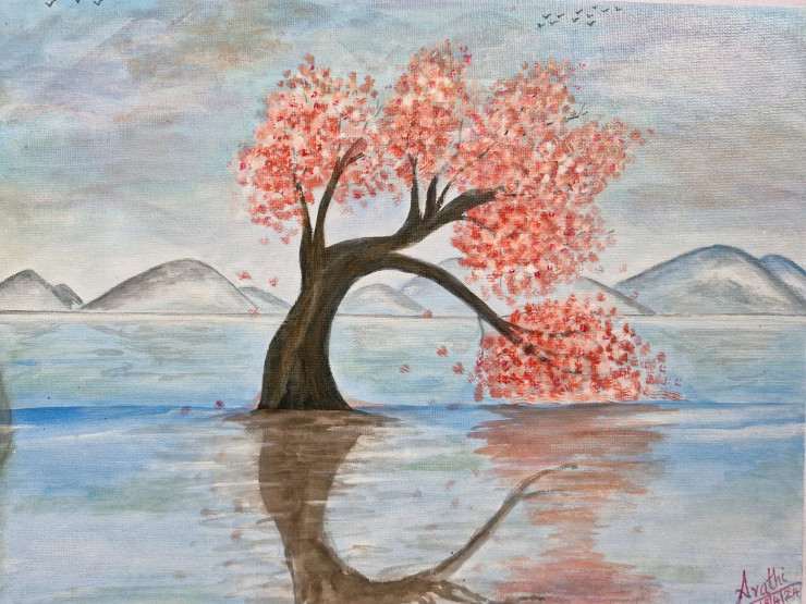 Tree Of Love (ART-16739-109891) - Handpainted Art Painting - 16in X 12in