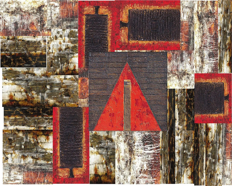 Textured Triangles Abstract (PRT-16909-110266) - Canvas Art Print - 24in X 19in