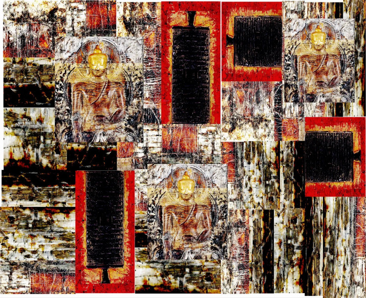 Buddha On Textured Abstract Background (PRT-16909-110267) - Canvas Art Print - 24in X 20in