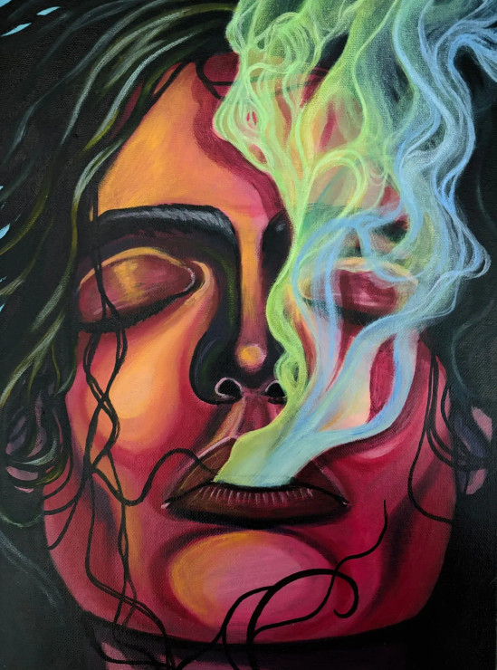 Intoxication (ART-7283-110260) - Handpainted Art Painting - 12in X 16in