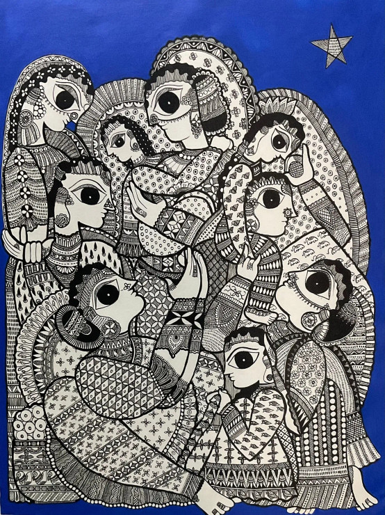 THE NINE STAGES OF WOMANHOOD (ART-8725-110397) - Handpainted Art Painting - 36in X 44in