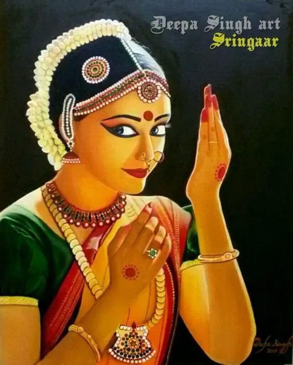 Shringaar (ART-8424-110608) - Handpainted Art Painting - 24in X 30in