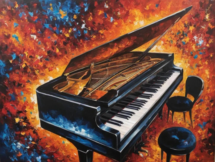 Musical Abstract Painting (ART-3319-110825) - Handpainted Art Painting - 36in X 30in