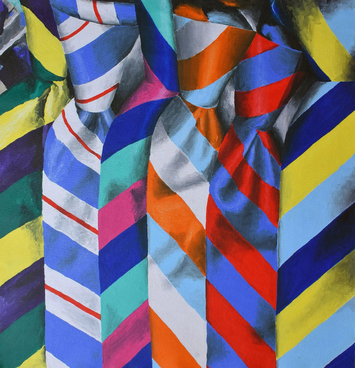 The Rush Hour Ties (ART-8535-110244) - Handpainted Art Painting - 24in X 24in