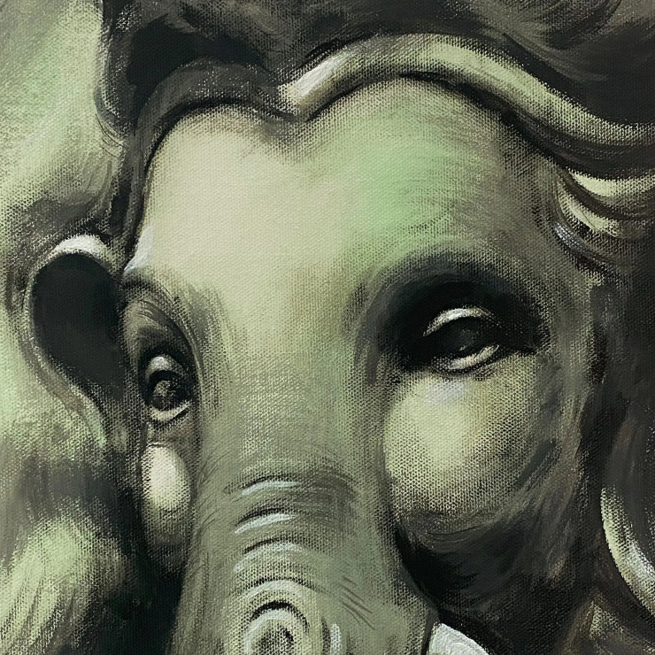 Ganesha (ART-3512-110756) - Handpainted Art Painting - 8in X 8in