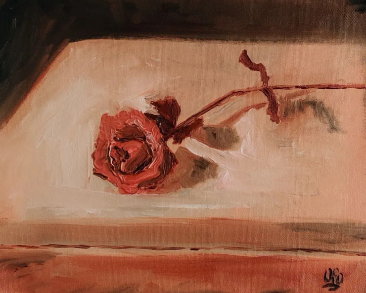 Rose (ART-8576-110734) - Handpainted Art Painting - 11in X 9in