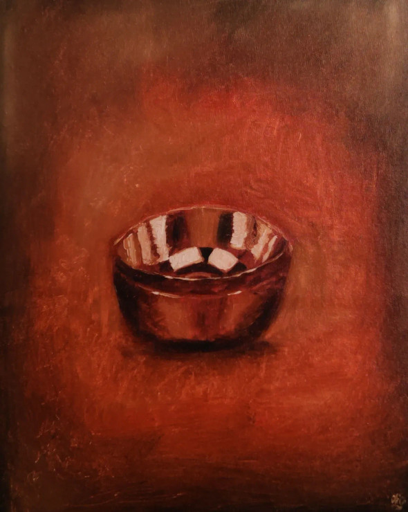 Golden Plate (ART-8576-110729) - Handpainted Art Painting - 15in X 19in