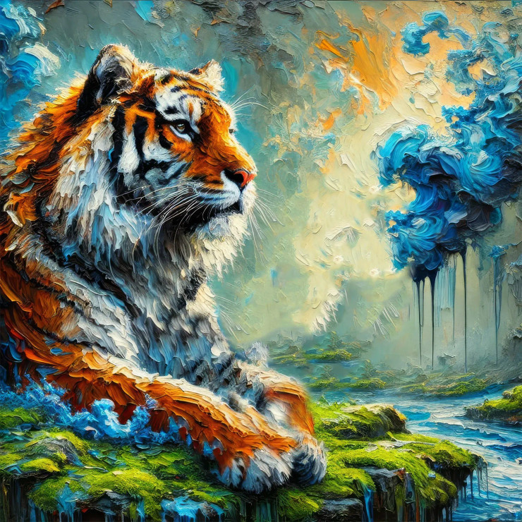 Title: "Majestic Vigil: The Guardian Of The Wild" (PRT-16747-110764) - Canvas Art Print - 24in X 24in