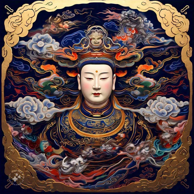 Chinese Digital Painting 001 (PRT-16612-110775) - Canvas Art Print - 24in X 24in
