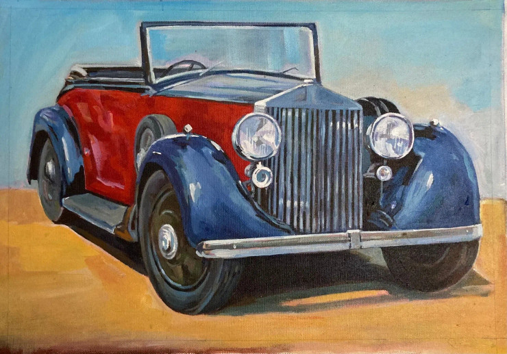 Rolls Royce (ART-1483-111129) - Handpainted Art Painting - 16in X 12in