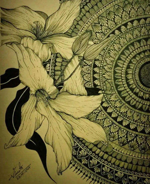 Mandala Art (ART-16984-111091) - Handpainted Art Painting - 8in X 11in