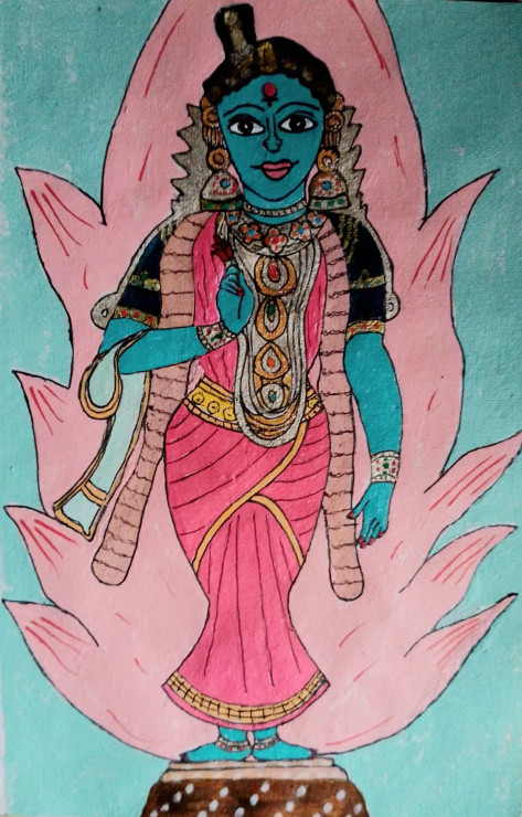 Goddess Lakshmi (PRT-16319-111158) - Canvas Art Print - 23in X 36in