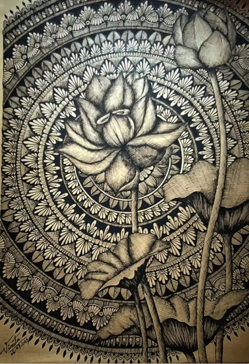 Mandala Art (ART-16984-111147) - Handpainted Art Painting - 8in X 11in