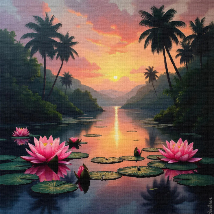 Peaceful Reflections 05 (PRT-15697-110991) - Canvas Art Print - 60in X 60in