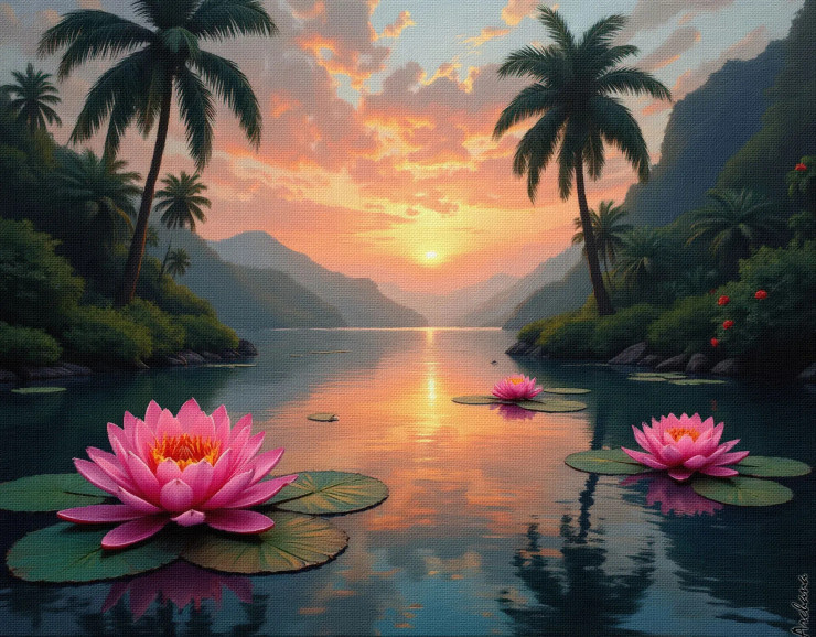 Peaceful Reflections 02 (PRT-15697-110988) - Canvas Art Print - 60in X 47in