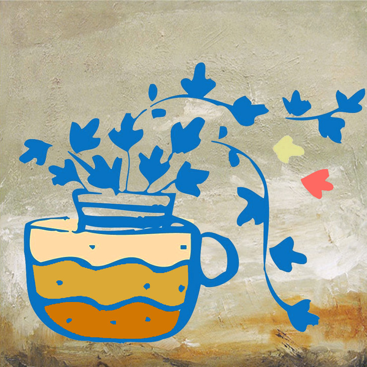 Kids Room,Kids Art,Blue Flower Pot