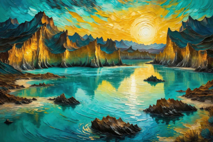 Sunrise Radiance: Positive Energy In Every Brushstroke (PRT-15697-111193) - Canvas Art Print - 42in X 28in