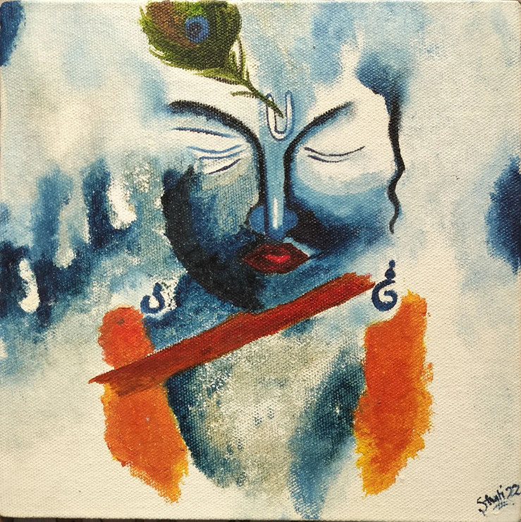 Tranquil Divinity" Or "Ethereal Balance. (ART-16633-111511) - Handpainted Art Painting - 8in X 8in