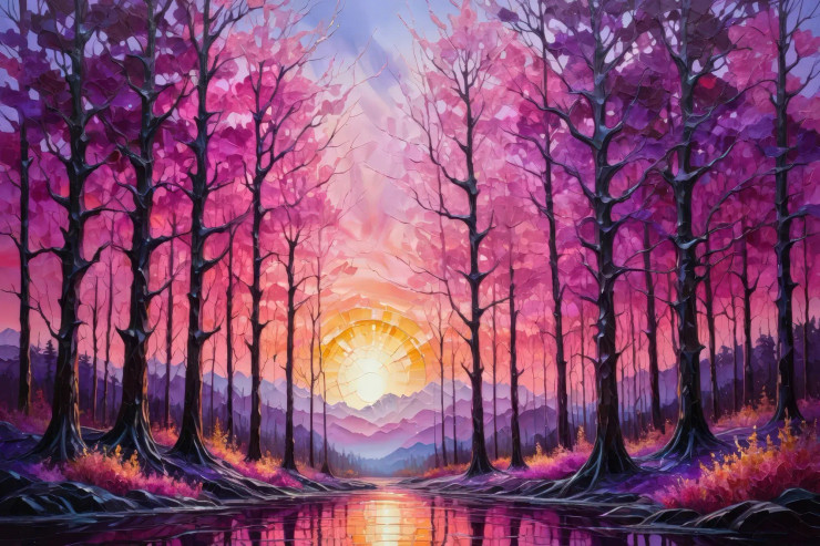 Where Colors Dance In Sunset's Gleam 04 (PRT-15697-111316) - Canvas Art Print - 48in X 32in