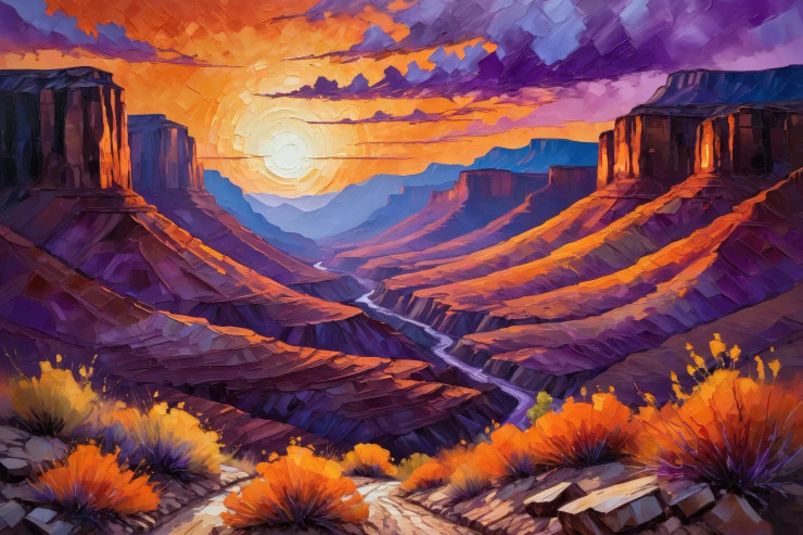 Sunrise Over Spiraling Walls 18 (PRT-15697-111375) - Canvas Art Print - 48in X 32in