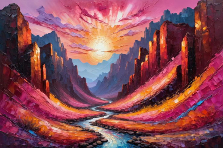 Sunrise Over Spiraling Walls 11 (PRT-15697-111367) - Canvas Art Print - 48in X 32in