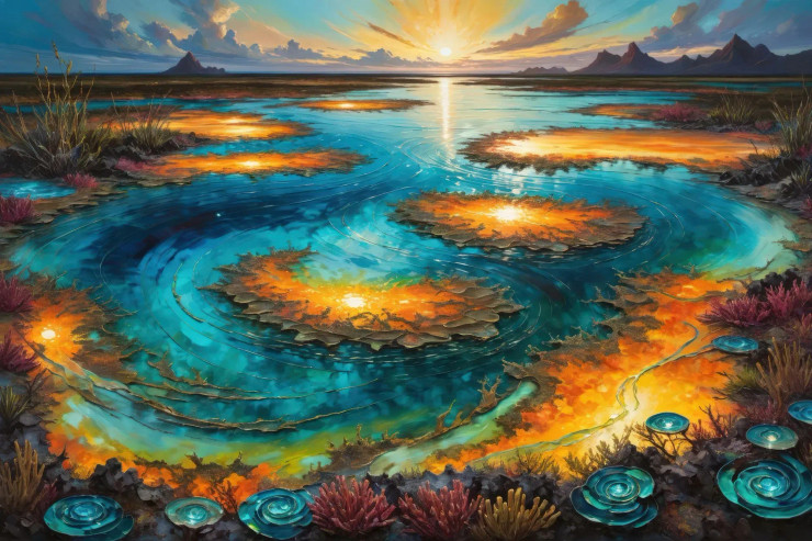 Sunrise Over Luminous Waters 06 (PRT-15697-111425) - Canvas Art Print - 48in X 32in