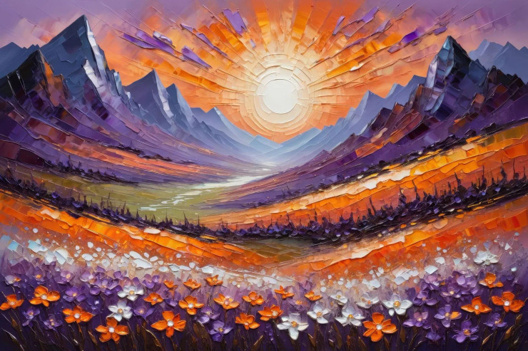 Enchanted Valley At Sunset 08 (PRT-15697-111472) - Canvas Art Print - 48in X 32in