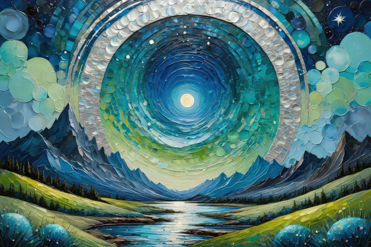 Swirling Sky Rolling Hills (PRT-15697-111584) - Canvas Art Print - 48in X 32in