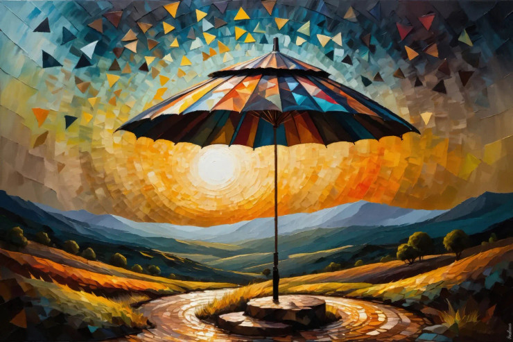 Why Don't Umbrellas Ever Gossip? They Can't Spill! (PRT-15697-111620) - Canvas Art Print - 48in X 32in