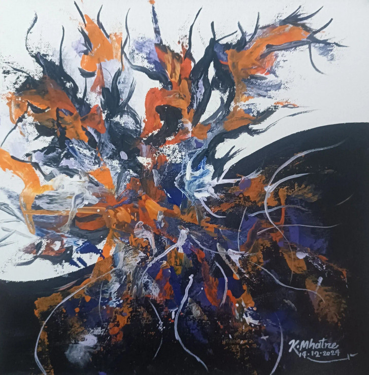 Abstract 50 (ART-1230-111690) - Handpainted Art Painting - 12in X 12in