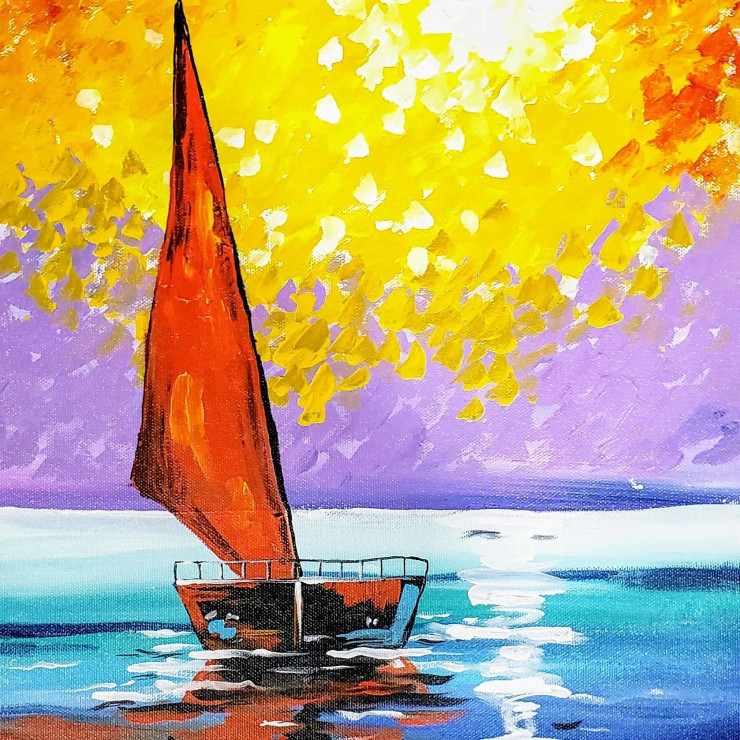 Sail Away (ART-17005-111742) - Handpainted Art Painting - 11in X 15in