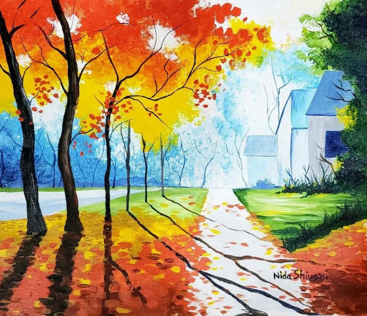Shadows (ART-17005-111741) - Handpainted Art Painting - 16in X 12in