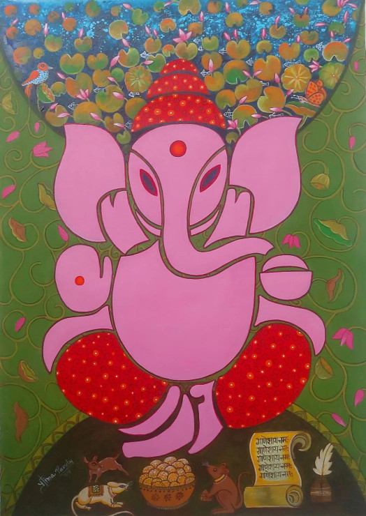Chaturthi Parva 2 (ART-16963-111904) - Handpainted Art Painting - 25in X 35in