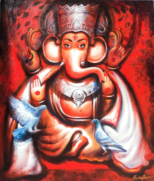 GANAPATI 1 (ART-17072-112020) - Handpainted Art Painting - 36in X 42in