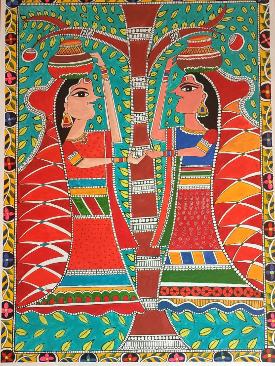 Matke Wali (ART-17065-112042) - Handpainted Art Painting - 24in X 33in