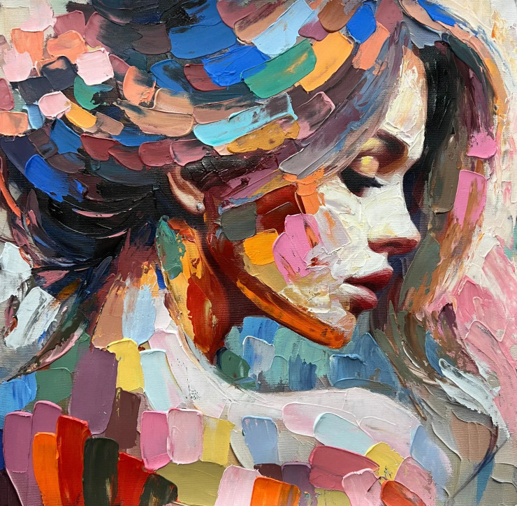 Figure Painting (ART-6706-112220) - Handpainted Art Painting - 24in X 24in