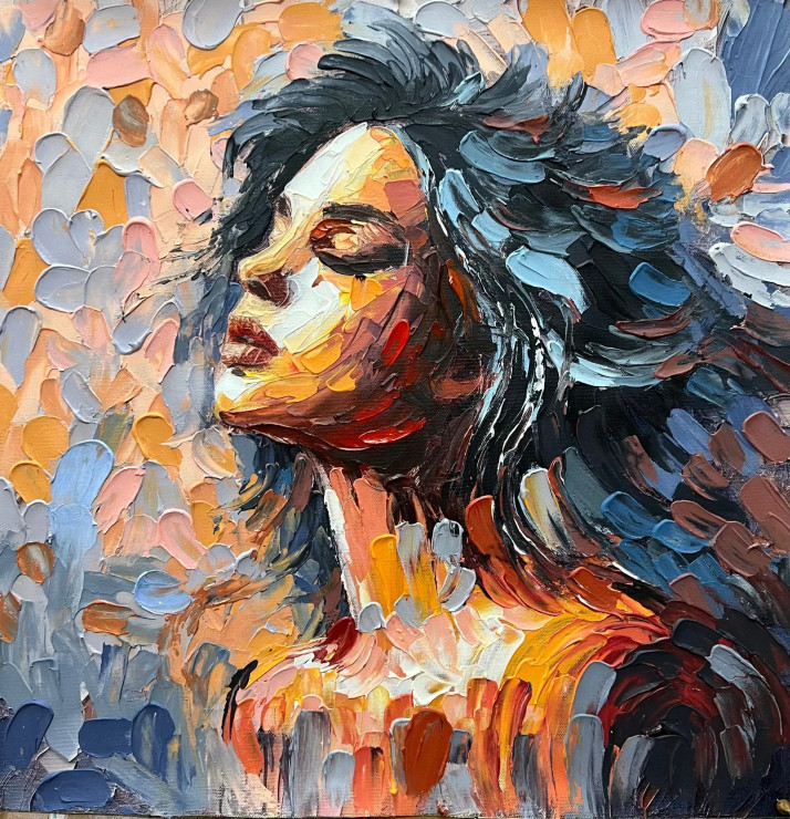 Figure Painting (ART-6706-112218) - Handpainted Art Painting - 24in X 24in