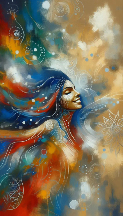 Female Abstract 14 (PRT-8991-112165) - Canvas Art Print - 34in X 60in