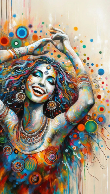 Female Abstract 17 (PRT-8991-112168) - Canvas Art Print - 34in X 60in