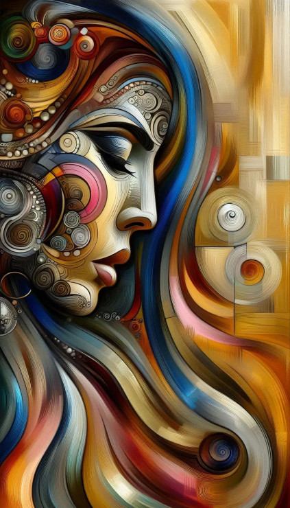 Female Abstract 2 (PRT-8991-112154) - Canvas Art Print - 34in X 60in
