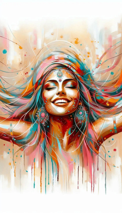 Female Abstract 11 (PRT-8991-112162) - Canvas Art Print - 34in X 60in