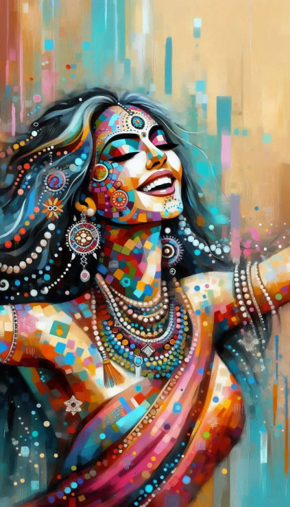 Female Abstract 18 (PRT-8991-112169) - Canvas Art Print - 34in X 60in
