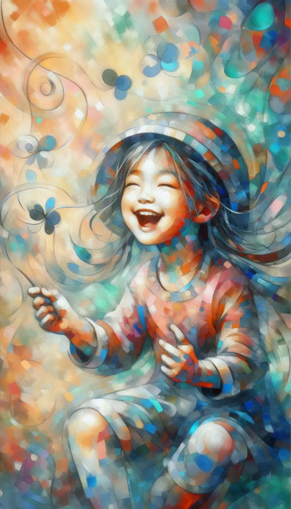 Child Abstract 3 (PRT-8991-112144) - Canvas Art Print - 34in X 60in
