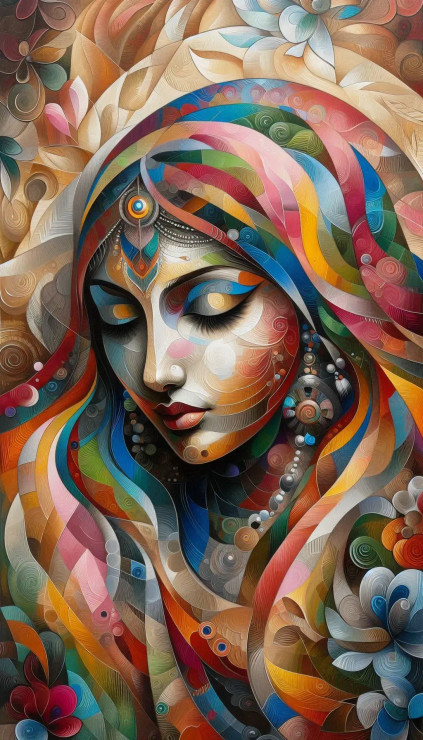 Female Abstract 3 (PRT-8991-112155) - Canvas Art Print - 34in X 60in