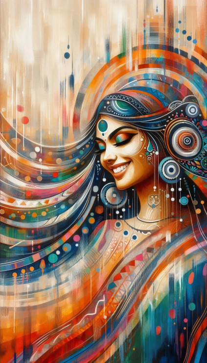 Female Abstract 16 (PRT-8991-112167) - Canvas Art Print - 34in X 60in