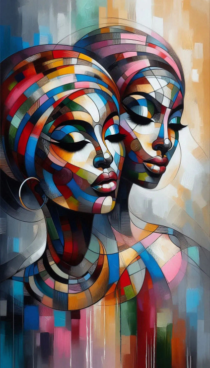 Female Abstract - 9 (PRT-8991-112186) - Canvas Art Print - 34in X 60in
